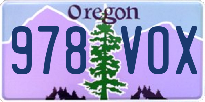 OR license plate 978VOX