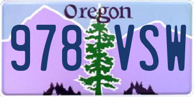 OR license plate 978VSW