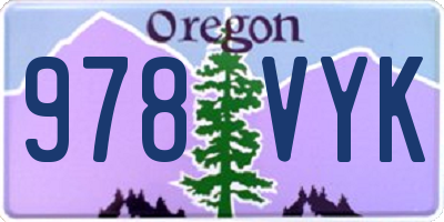 OR license plate 978VYK