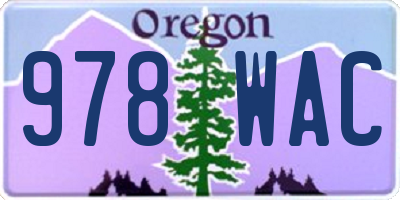 OR license plate 978WAC