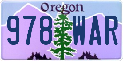 OR license plate 978WAR