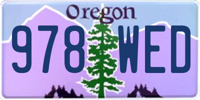 OR license plate 978WED