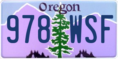 OR license plate 978WSF