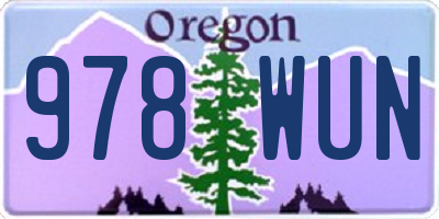 OR license plate 978WUN