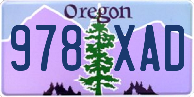 OR license plate 978XAD