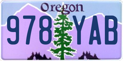 OR license plate 978YAB