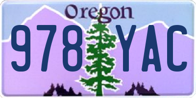 OR license plate 978YAC