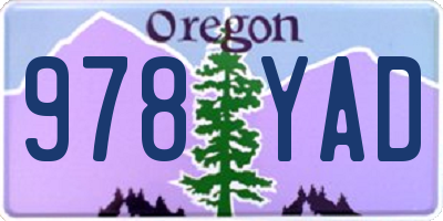 OR license plate 978YAD