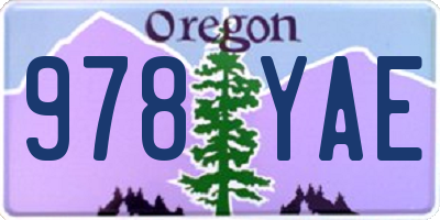 OR license plate 978YAE