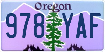 OR license plate 978YAF