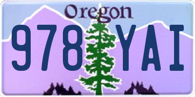 OR license plate 978YAI