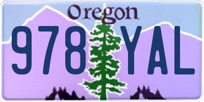 OR license plate 978YAL