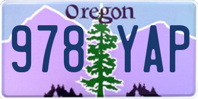 OR license plate 978YAP