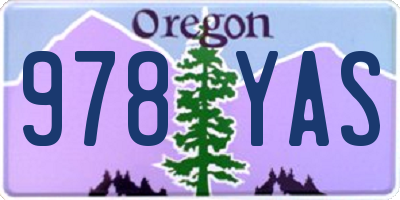 OR license plate 978YAS