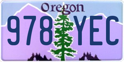 OR license plate 978YEC