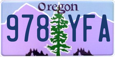 OR license plate 978YFA