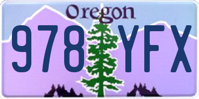 OR license plate 978YFX