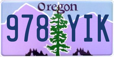 OR license plate 978YIK