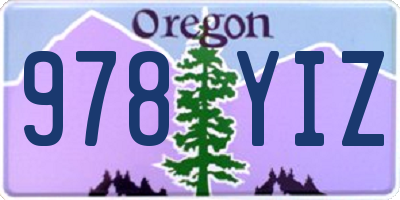 OR license plate 978YIZ