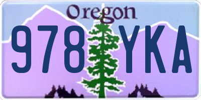 OR license plate 978YKA