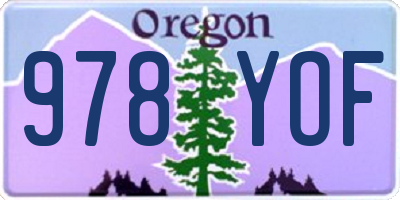 OR license plate 978YOF