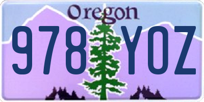 OR license plate 978YOZ
