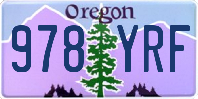 OR license plate 978YRF