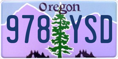 OR license plate 978YSD