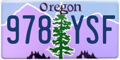 OR license plate 978YSF