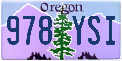 OR license plate 978YSI