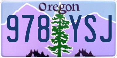 OR license plate 978YSJ