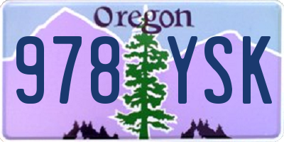 OR license plate 978YSK