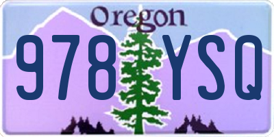 OR license plate 978YSQ