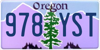 OR license plate 978YST