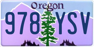 OR license plate 978YSV