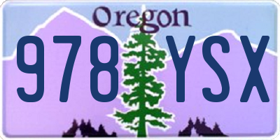 OR license plate 978YSX