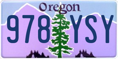 OR license plate 978YSY