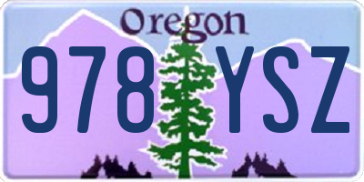 OR license plate 978YSZ