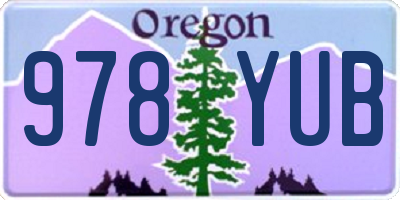 OR license plate 978YUB