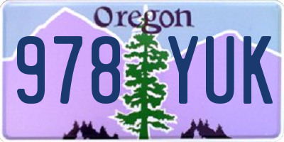 OR license plate 978YUK