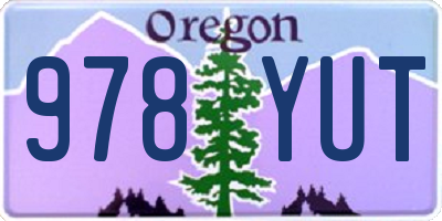 OR license plate 978YUT