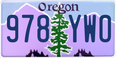 OR license plate 978YWO