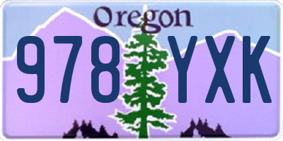 OR license plate 978YXK