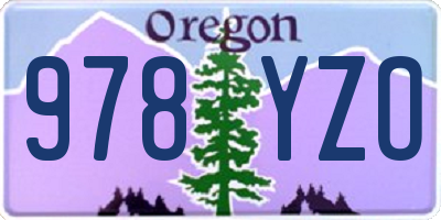 OR license plate 978YZO