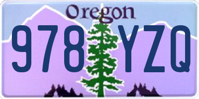 OR license plate 978YZQ