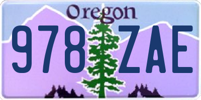 OR license plate 978ZAE