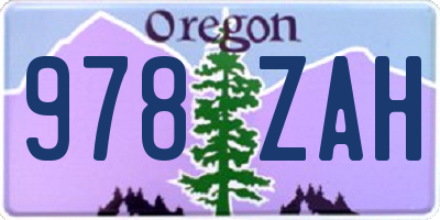 OR license plate 978ZAH