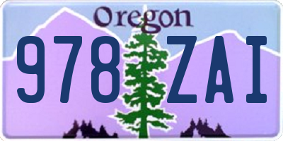 OR license plate 978ZAI