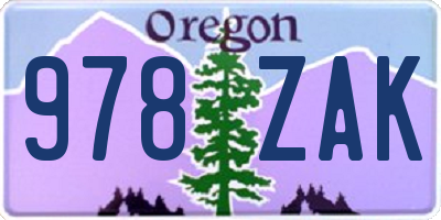 OR license plate 978ZAK