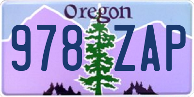 OR license plate 978ZAP